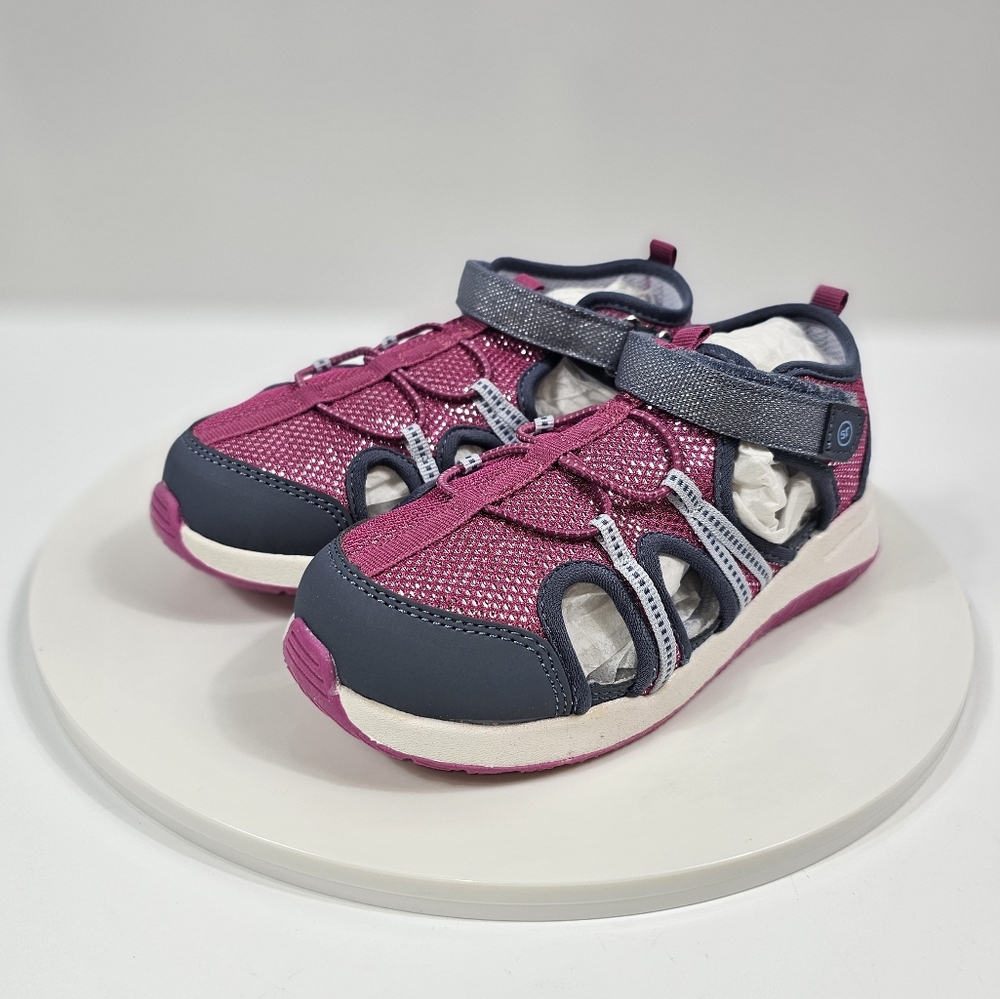 Munchkin by Stride Rite Coast Sandals Girls Sz 12M Pink Gray Adjustable Comfort - Picture 11 of 14
